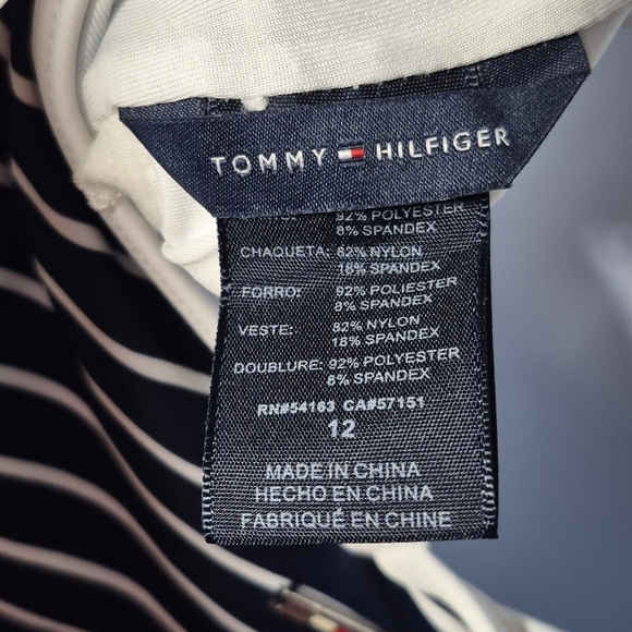 Tommy Hilfiger Swimsuit Navy Blue and White Striped One‎ Peice Women's 12 New - Picture 11 of 16